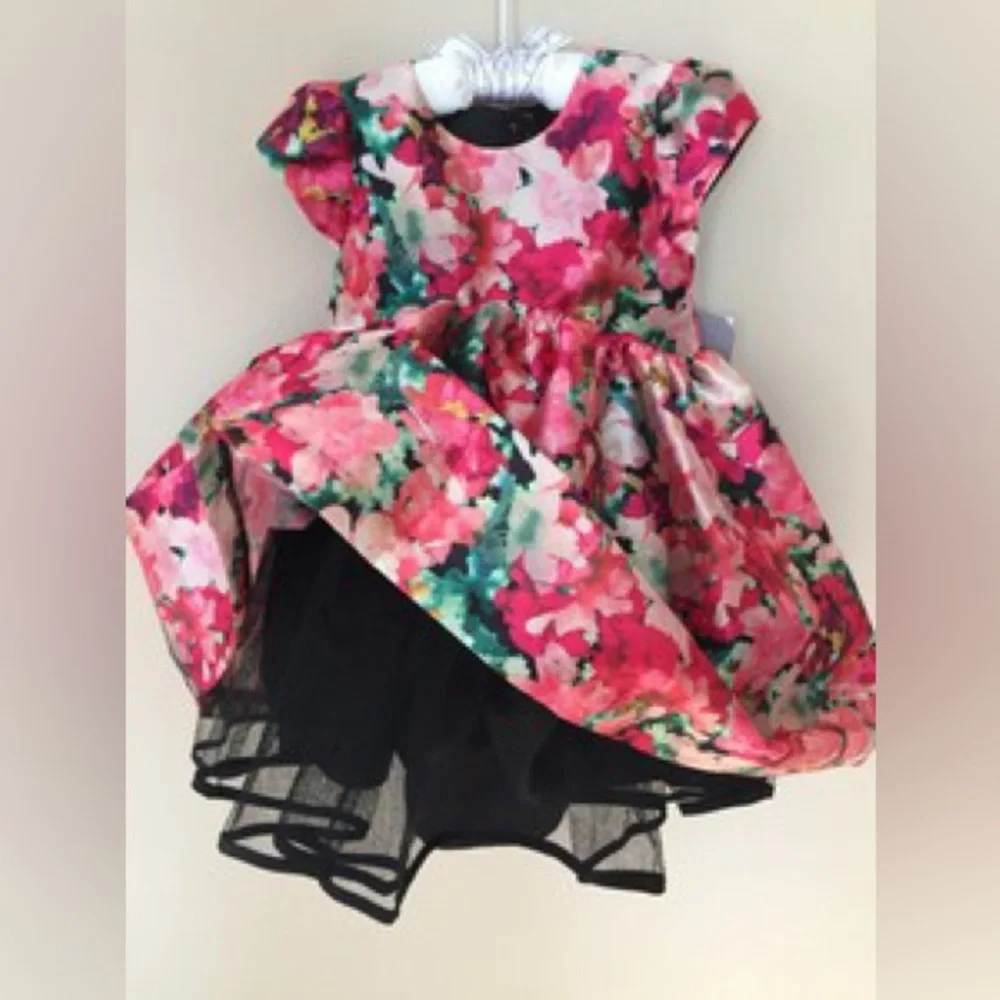 Pastourelle by Pippa & Julie Satin Floral Full Skirt‎ Dress sz 2T EUC